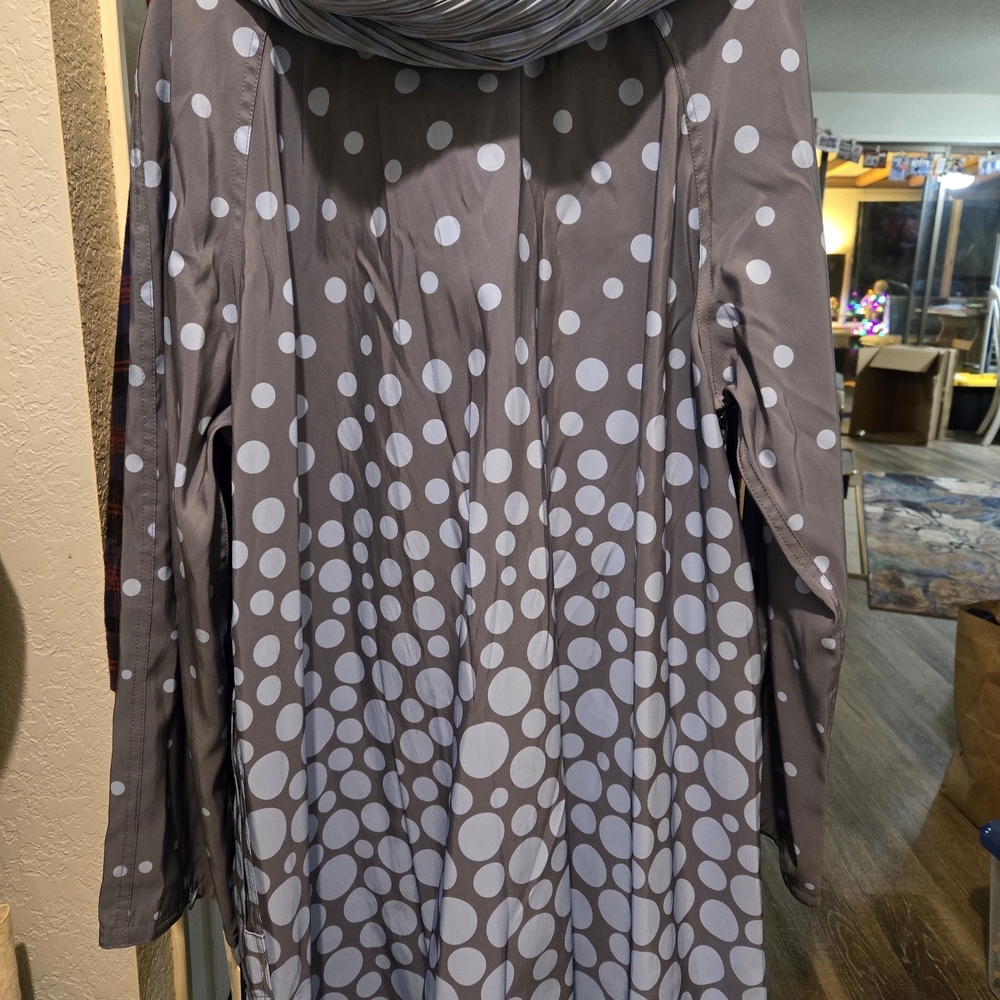 Mycra Pac Gray/Blue Polka Dot Rain Coat - Picture 2 of 6